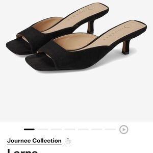 Journee Collection Women's Faux Suede Larna Peep Toe Kitten Heels Black Size 8